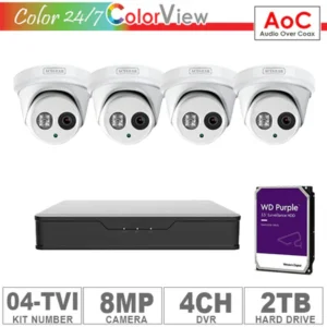 Acegear KIT-04-TVI (4 Cameras TVI 8MP AOC + 1-WD/2-TB + 1-DVR/4-CH)