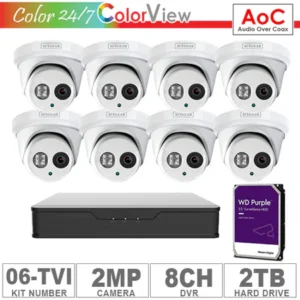 Acegear KIT-06-TVI (8 Cameras TVI 2MP AOC + 1-WD/2-TB + 1-DVR/8-CH)