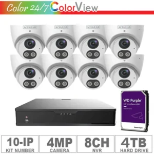 Acegear KIT-10-IP (8 IP Cameras 4MP + 1-WD/4-TB + 1-NVR/8-CH)
