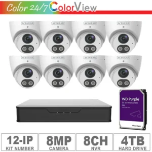 Acegear KIT-12-IP (8IP Cameras 8MP + 1-WD/4-TB + 1-NVR/8-CH)