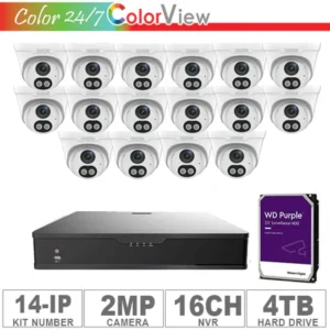 Acegear KIT-14-IP (16 IP Cameras 2MP + 1-WD/4-TB + 1-NVR/16-CH)