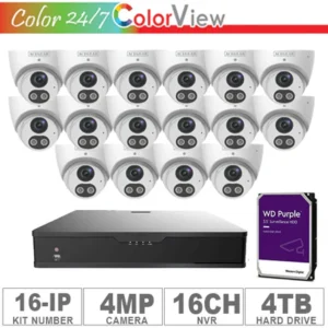 Acegear KIT-16-IP (16 IP Cameras 4MP + 1-WD/4-TB + 1-NVR/16-CH)