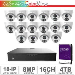 Acegear KIT-18-IP (16 IP Cameras 8MP + 1-WD/4-TB + 1-NVR/16-CH)