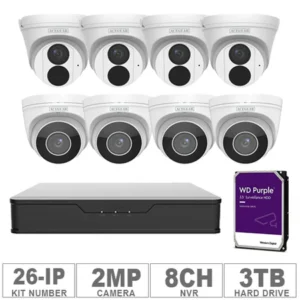 Acegear KIT-26-IP (4 IP Cameras 2MP + 4 IP Motorized Lens 4MP + 1-WD/3-TB + 1-NVR/8-CH)