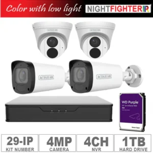 Acegear KIT-29-IP (2 IP Cameras 4MP + 2 IP Motorized Lens 4MP + 1-WD/1-TB + 1-NVR/4-CH)