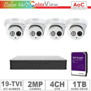Acegear KIT-19-TVI (4 Cameras-EZ TVI 2MP AOC + 1-HD/1-TB + 1-DVR/4-CH)