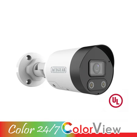 Acegear CI3805AS-CV IP 4K/8MP 2.8mm Fixed Lens, Color View, Microphone & Speaker, Active Deterrence, 1/2.7" CMOS, 3840x2160 /120dB True WDR / IP67 / IR Range: up to 30m(98ft) / 0.01 Lux Min. / Support 256G Micro SD Card Slot, UL Listed.