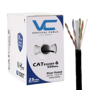 Vertical Cable (CAT6), 23AWG, UTP, Solid Bare Copper, 8C, 550MHz, Riser Rated, PVC Jacket (1000 ft) Black / Blue / White.